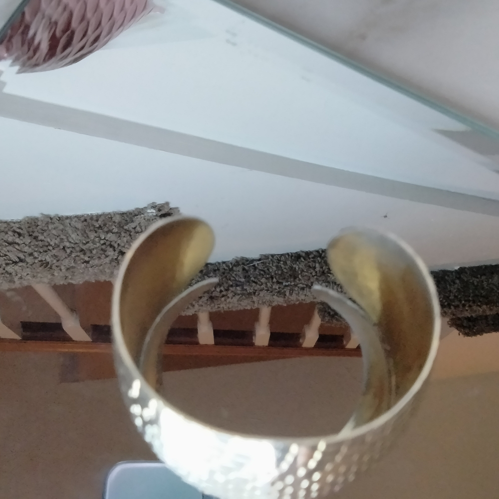 Cuff Silver and Gold Textured  Bracelet - Picture 4 of 7
